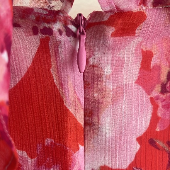 London Times Women’s size 6, pink Ruffled Chiffon Maxi Dress - Picture 7 of 9